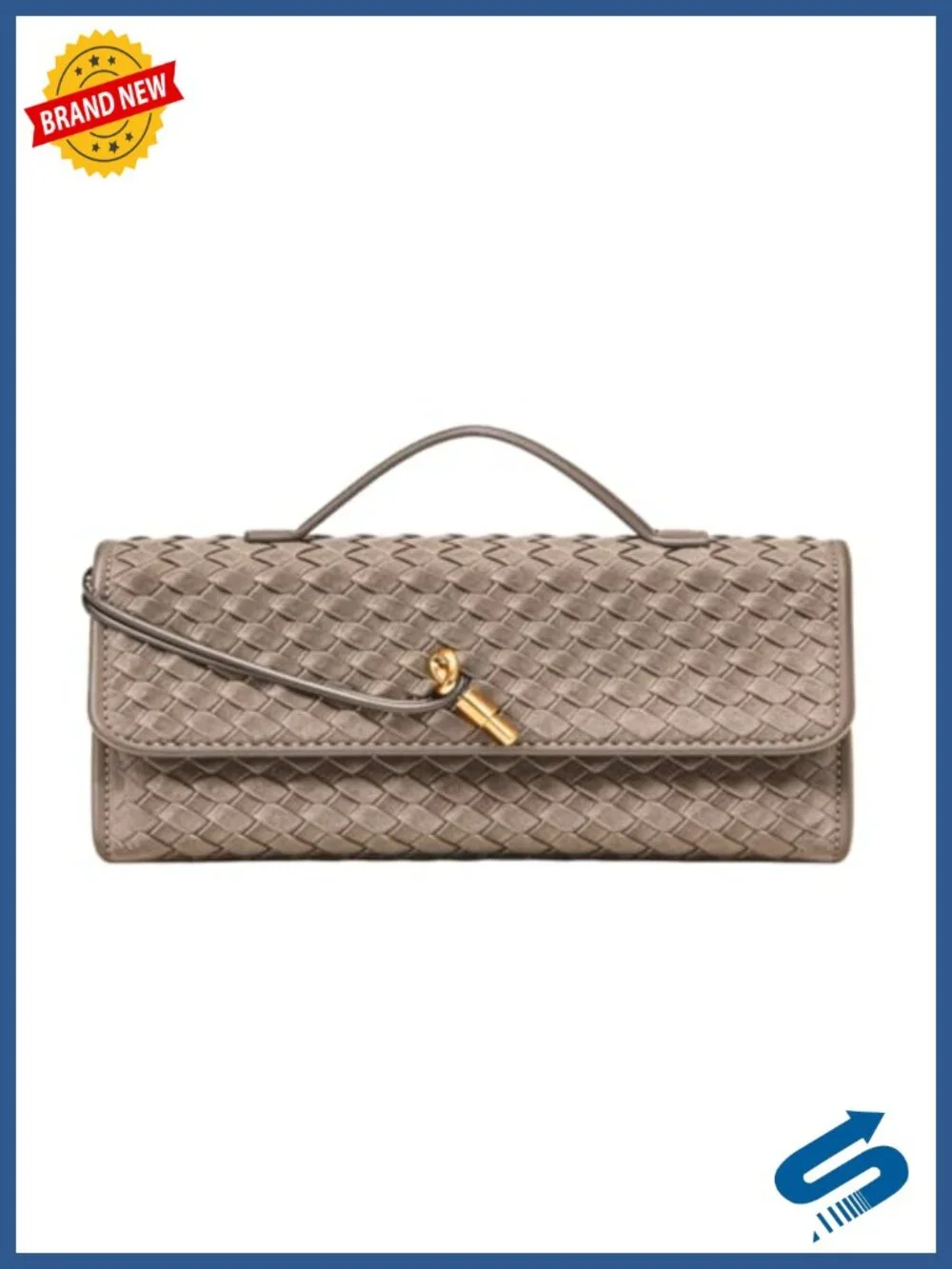 Suede Woven Handbag Evening Shoulder Bag Crossbody Clutch with Metal Buckle